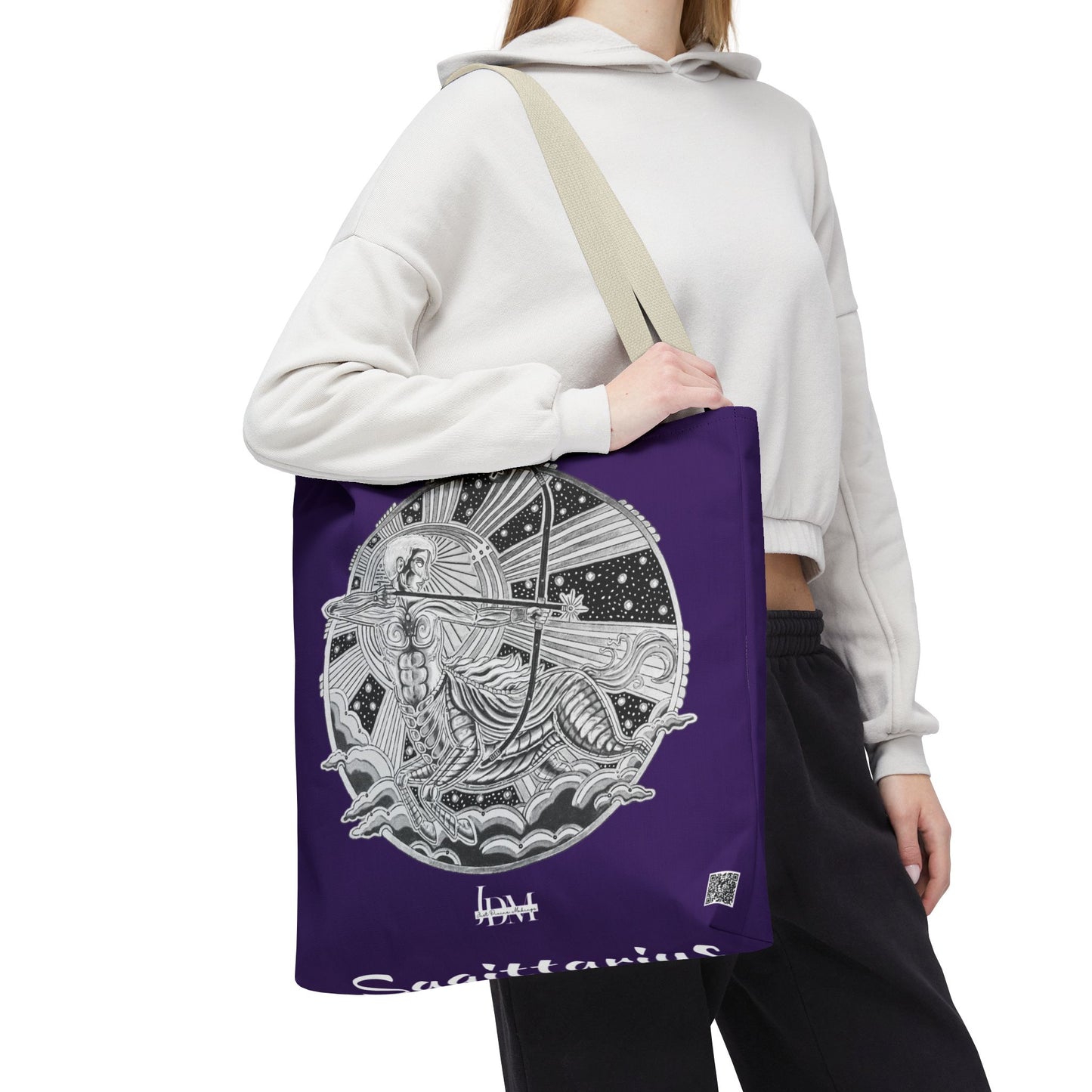 Sagittarius Zodiac Tote Bag – Hand-Drawn Celestial Design (Non-AI) Universal