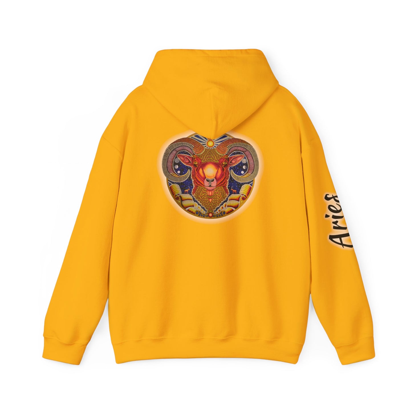 Aries Zodiac Hoodie - Hand-Drawn Celestial Design (Non-AI)