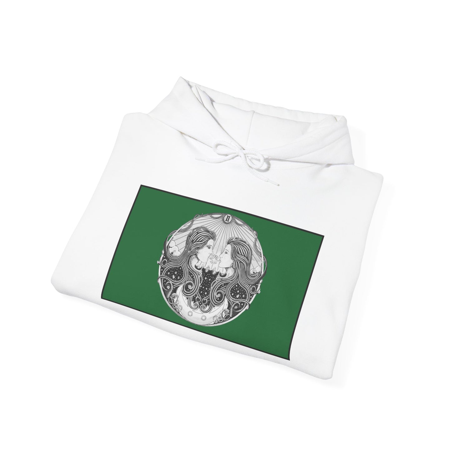 Gemini Zodiac Hoodie - Hand-Drawn Celestial Design (Non-AI) Universal