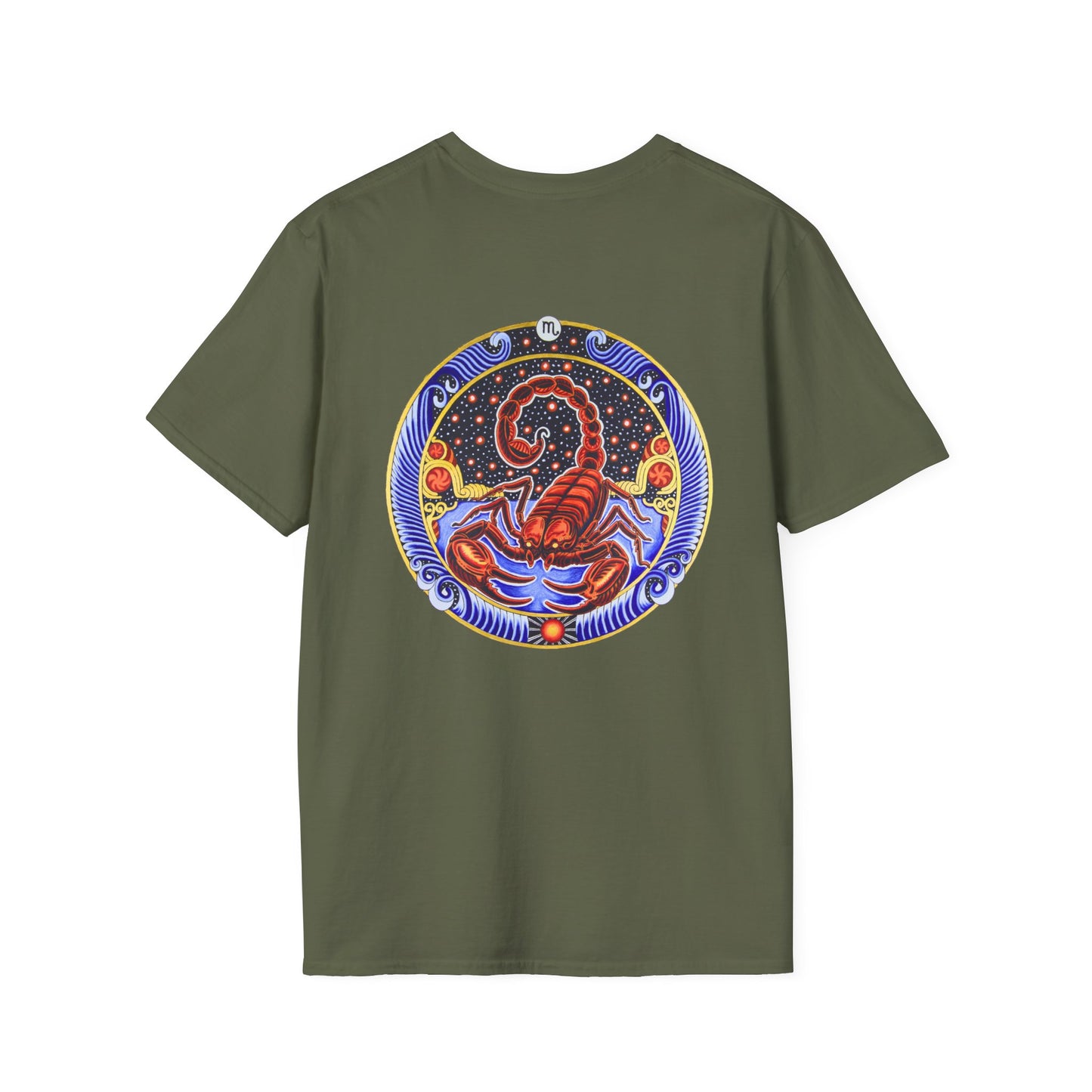 Scorpio Zodiac Crew Neck T-Shirt – Hand-Drawn Celestial Design (Non-AI)