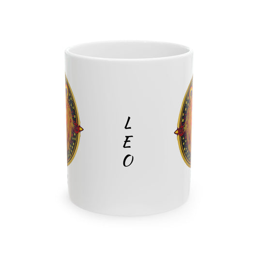 Leo Zodiac Mug – Hand-Drawn Celestial Design (Non-AI)