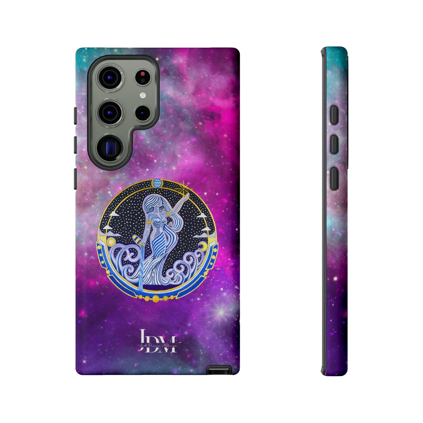 Aquarius Zodiac Tough Phone Case – Hand-Drawn Celestial Design (Non-AI)