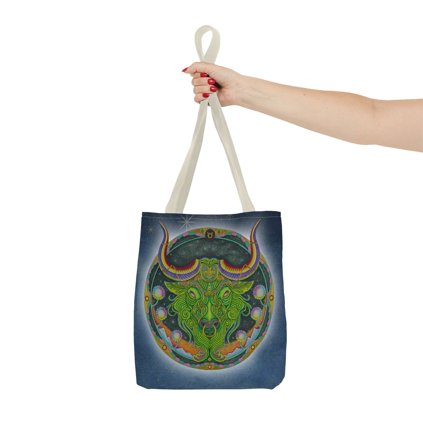 Taurus Zodiac Tote Bag - Hand-Drawn Celestial Design (Non-AI)