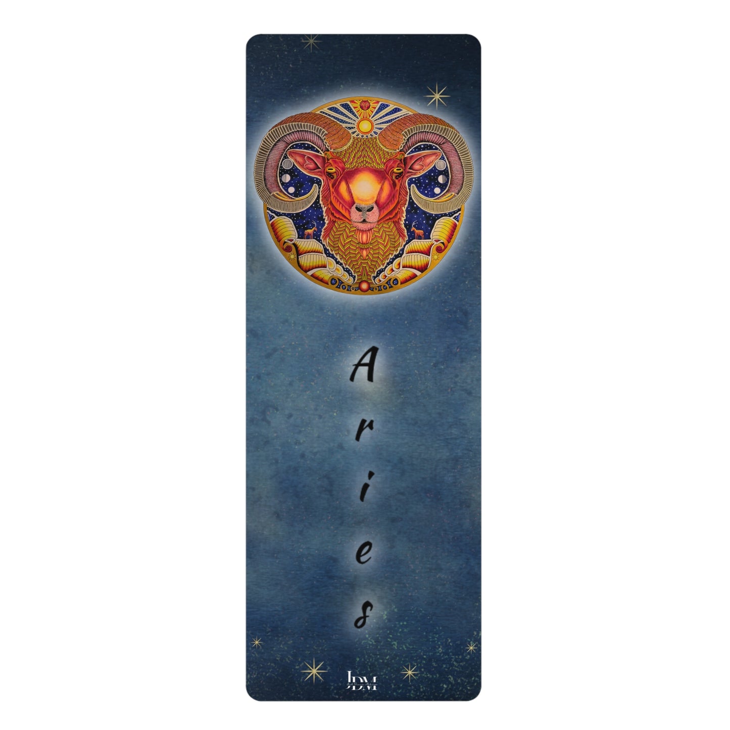 Aries Zodiac Yoga Mat - Hand-Drawn Celestial Design (Non-AI)