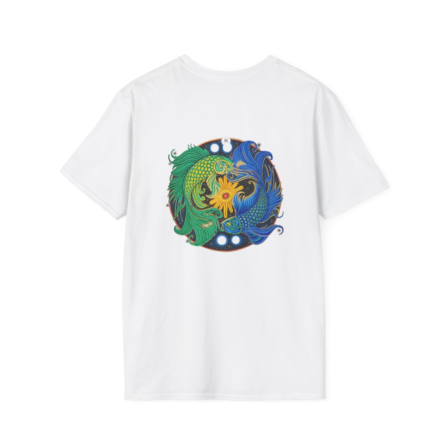 Pisces Zodiac SoftStyle T-Shirt - Hand-Drawn Celestial Design (Non-AI)