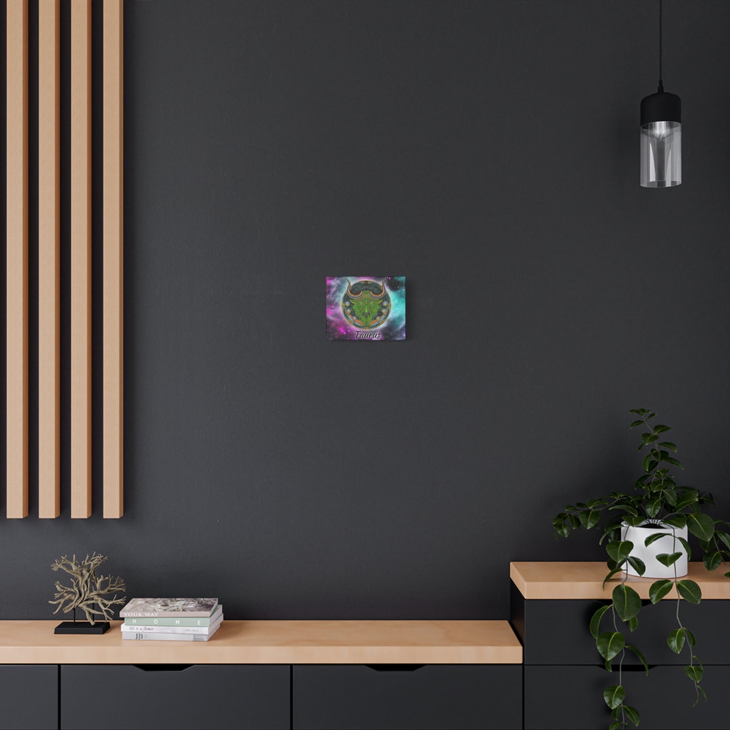 Taurus Zodiac Canvas Wall Art - Hand-Drawn Celestial Design (Non-AI)