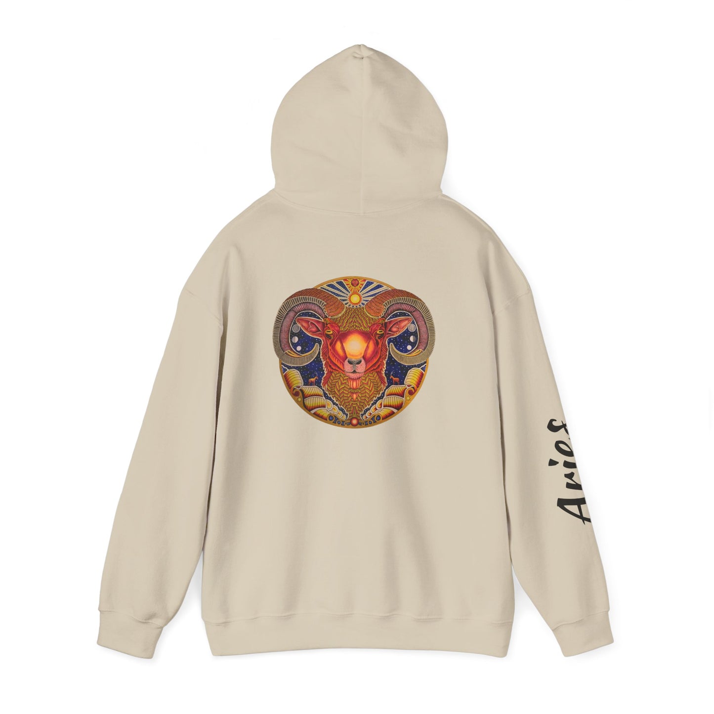 Aries Zodiac Hoodie - Hand-Drawn Celestial Design (Non-AI)