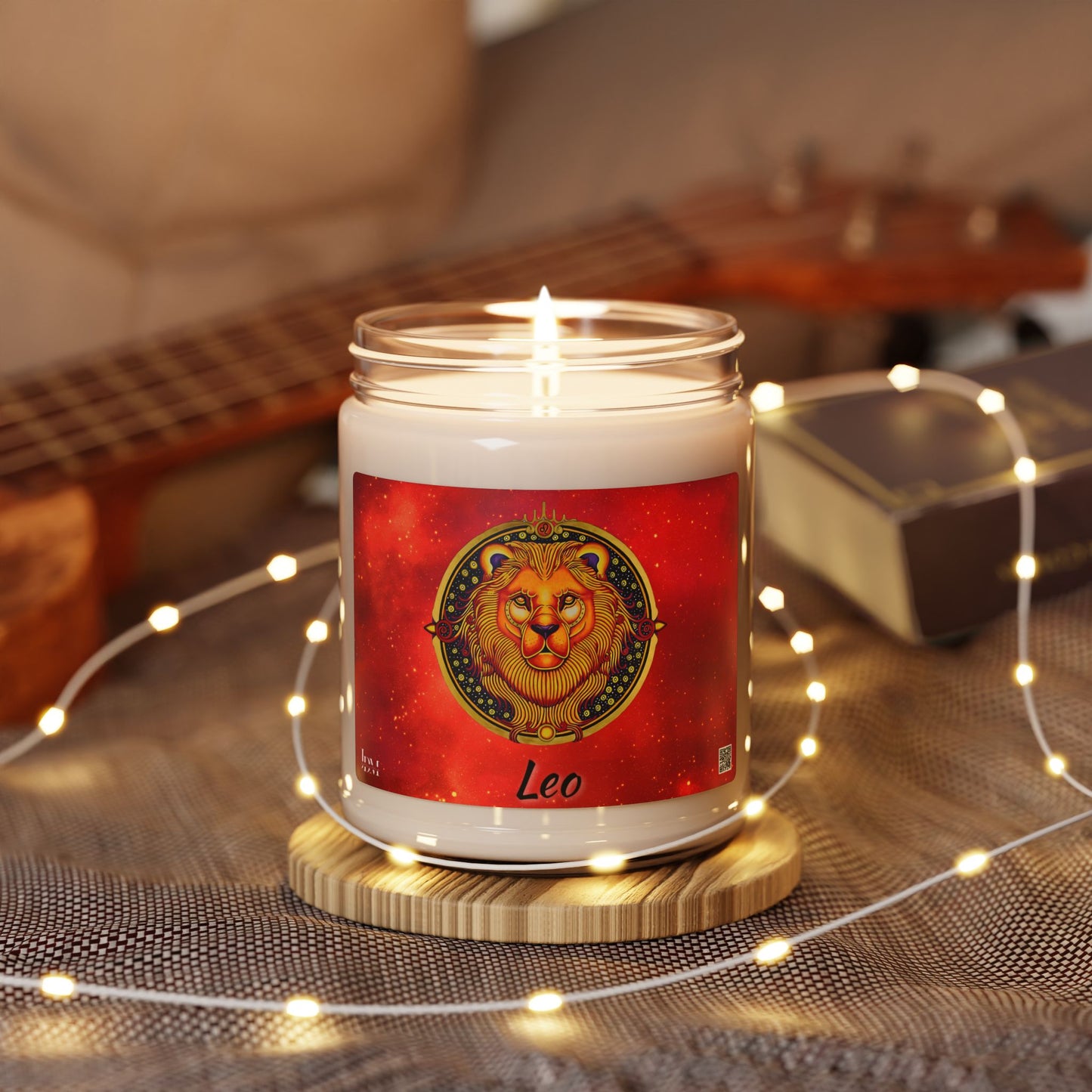 Leo Zodiac Soy Candle – Hand-Drawn Celestial Design (Non-AI)