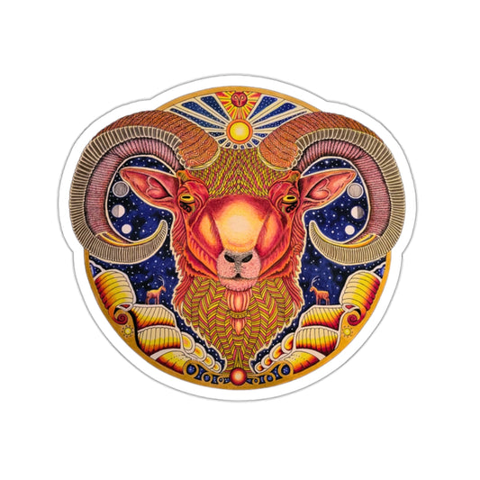 Aries Zodiac Kiss-Cut Sticker - Hand-Drawn Celestial Design (Non-AI)