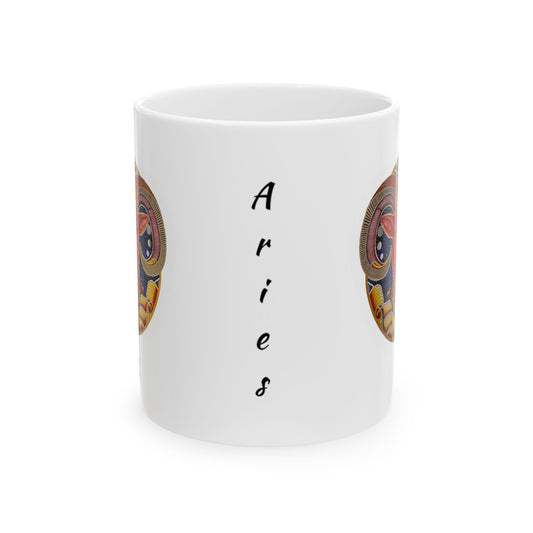 Aries Zodiac 11oz Mug - Hand-Drawn Celestial Design (Non-AI)