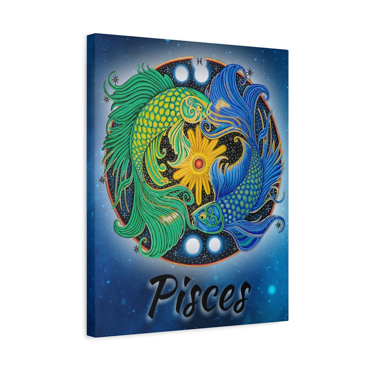 Pisces Zodiac Wall Art - Hand-Drawn Celestial Design (Non-AI)