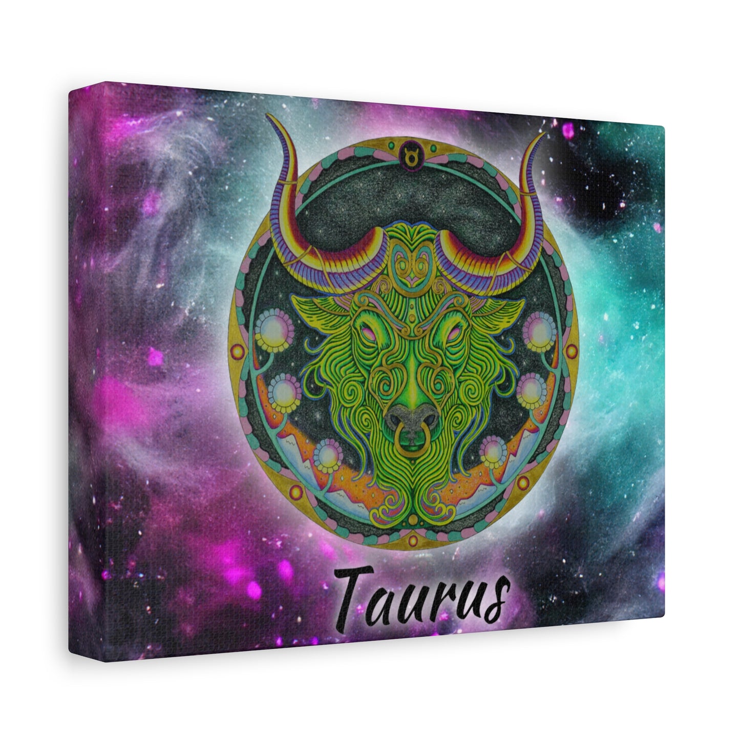 Taurus Zodiac Canvas Wall Art - Hand-Drawn Celestial Design (Non-AI)