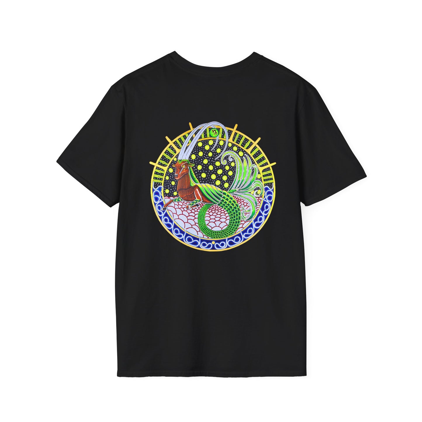 Capricorn Zodiac Crew Neck T-Shirt – Hand-Drawn Celestial Design (Non-AI)