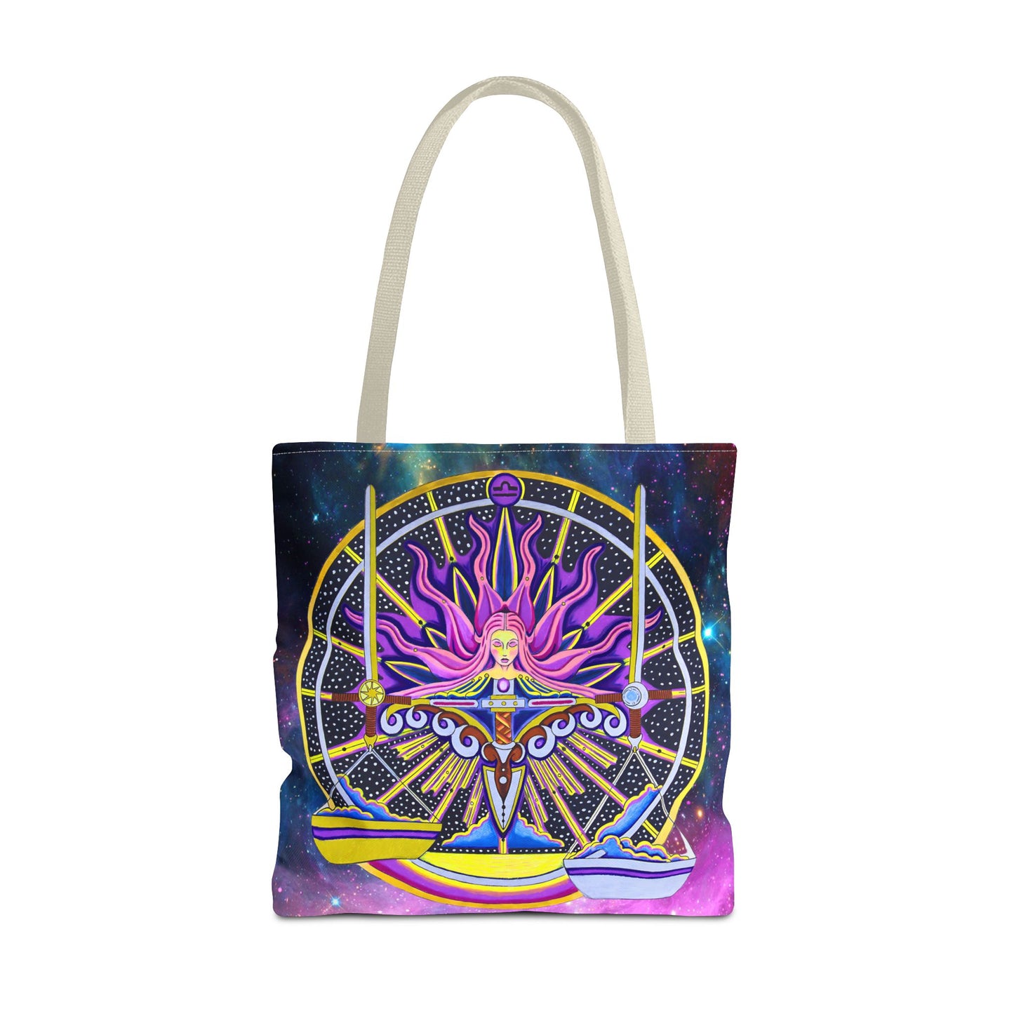 Libra Zodiac Tote Bag - Hand-Drawn Celestial Design (Non-AI)
