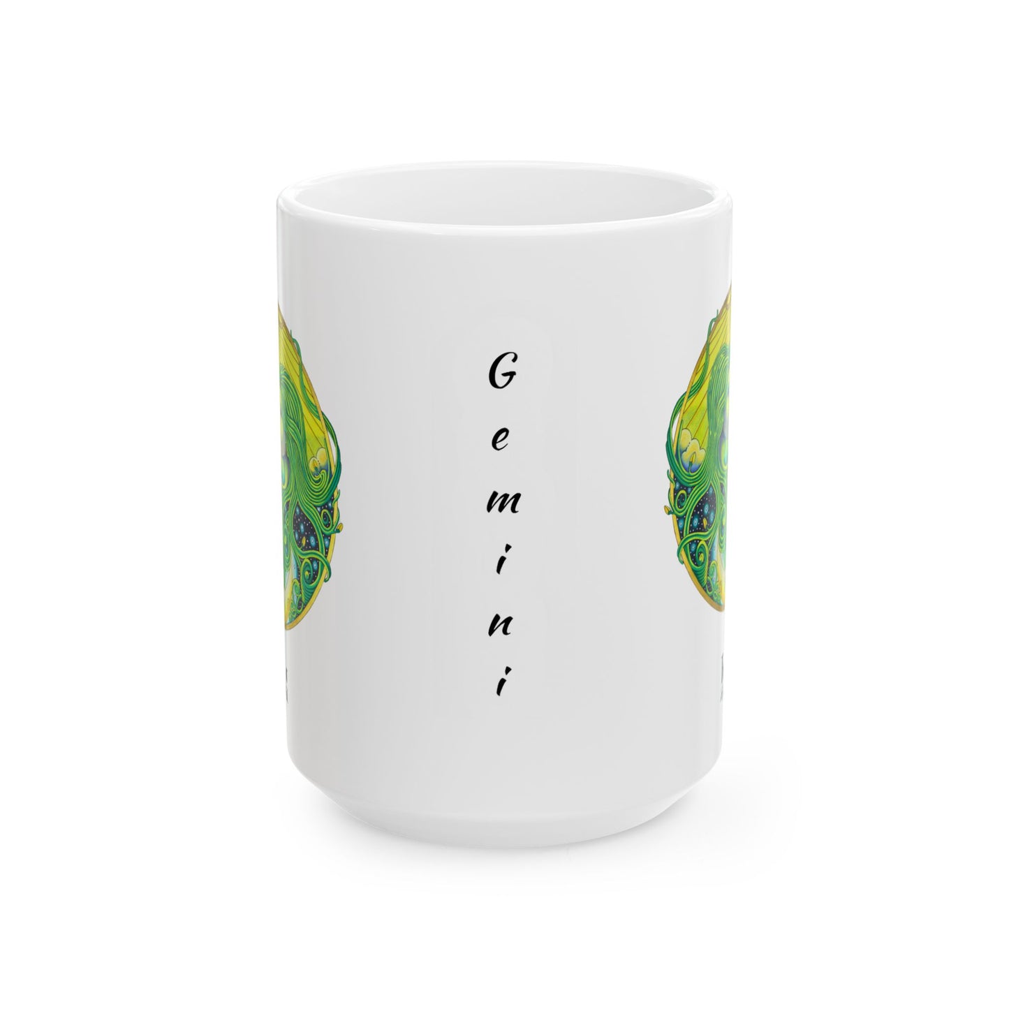 Gemini Zodiac Mug - Hand-Drawn Celestial Design (Non-AI)