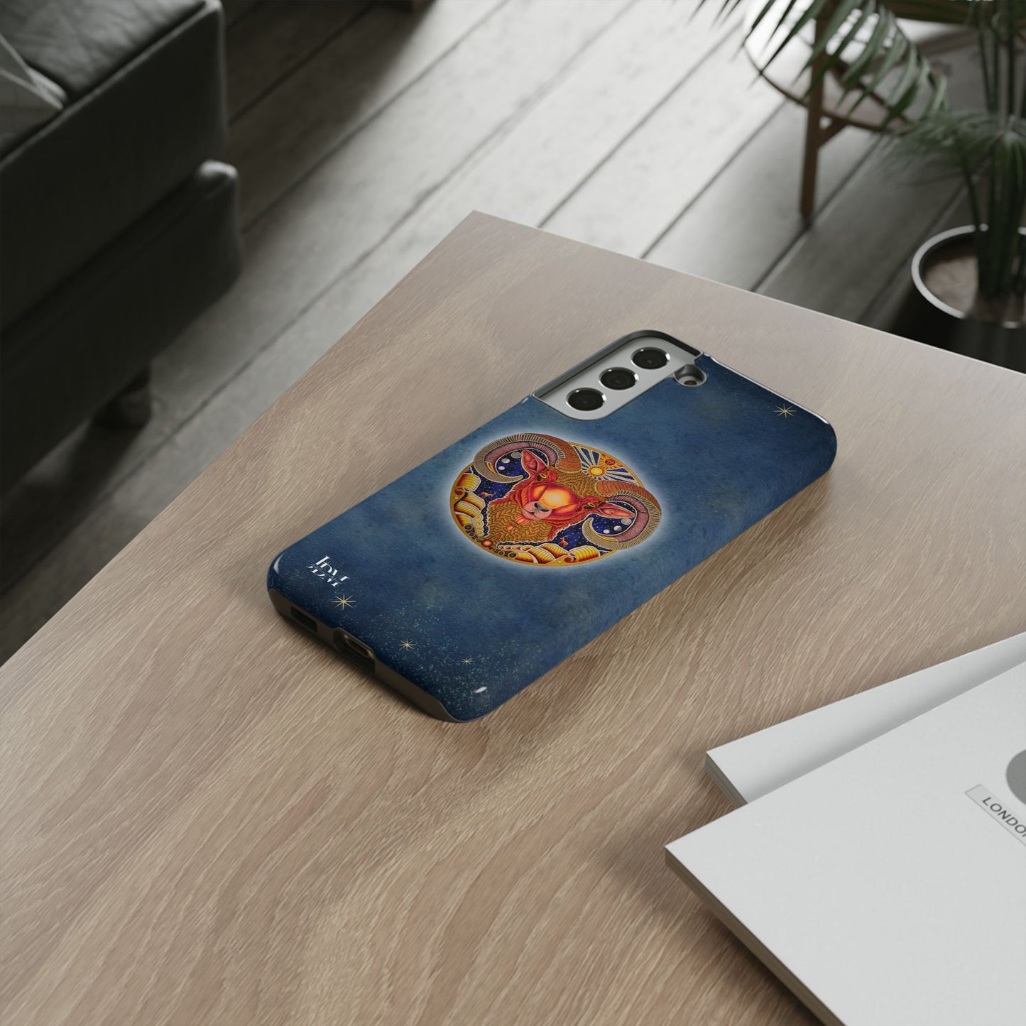 Aries Zodiac Phone Case - Hand-Drawn Celestial Design (Non-AI)