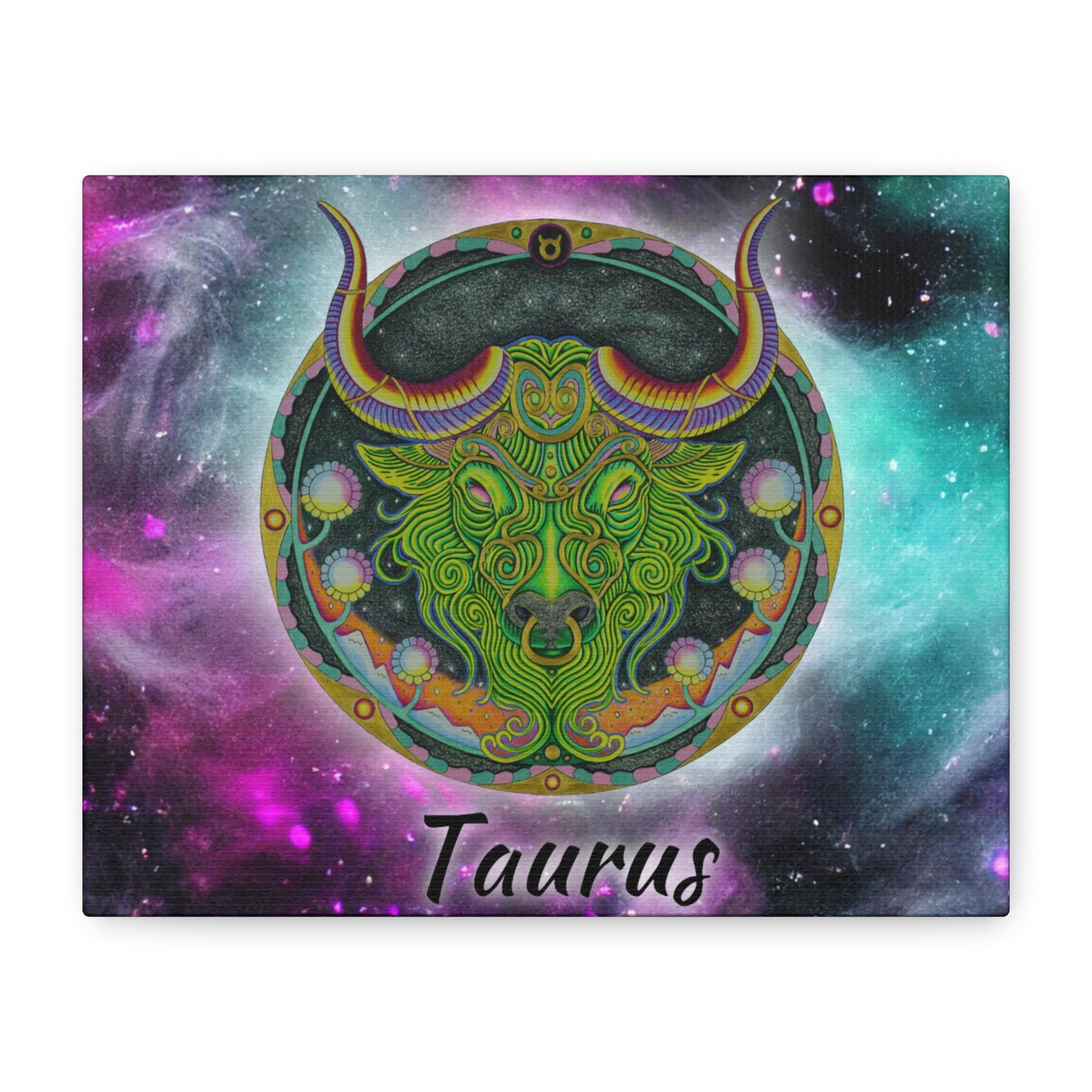 Taurus Zodiac Canvas Wall Art - Hand-Drawn Celestial Design (Non-AI)