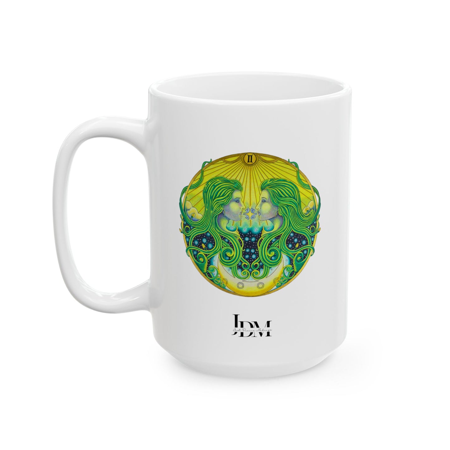 Gemini Zodiac Mug - Hand-Drawn Celestial Design (Non-AI)