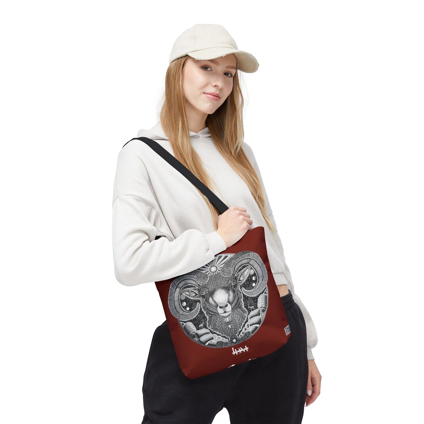 Aries Zodiac Tote Bag - Hand-Drawn Celestial Design (Non-AI) Universal