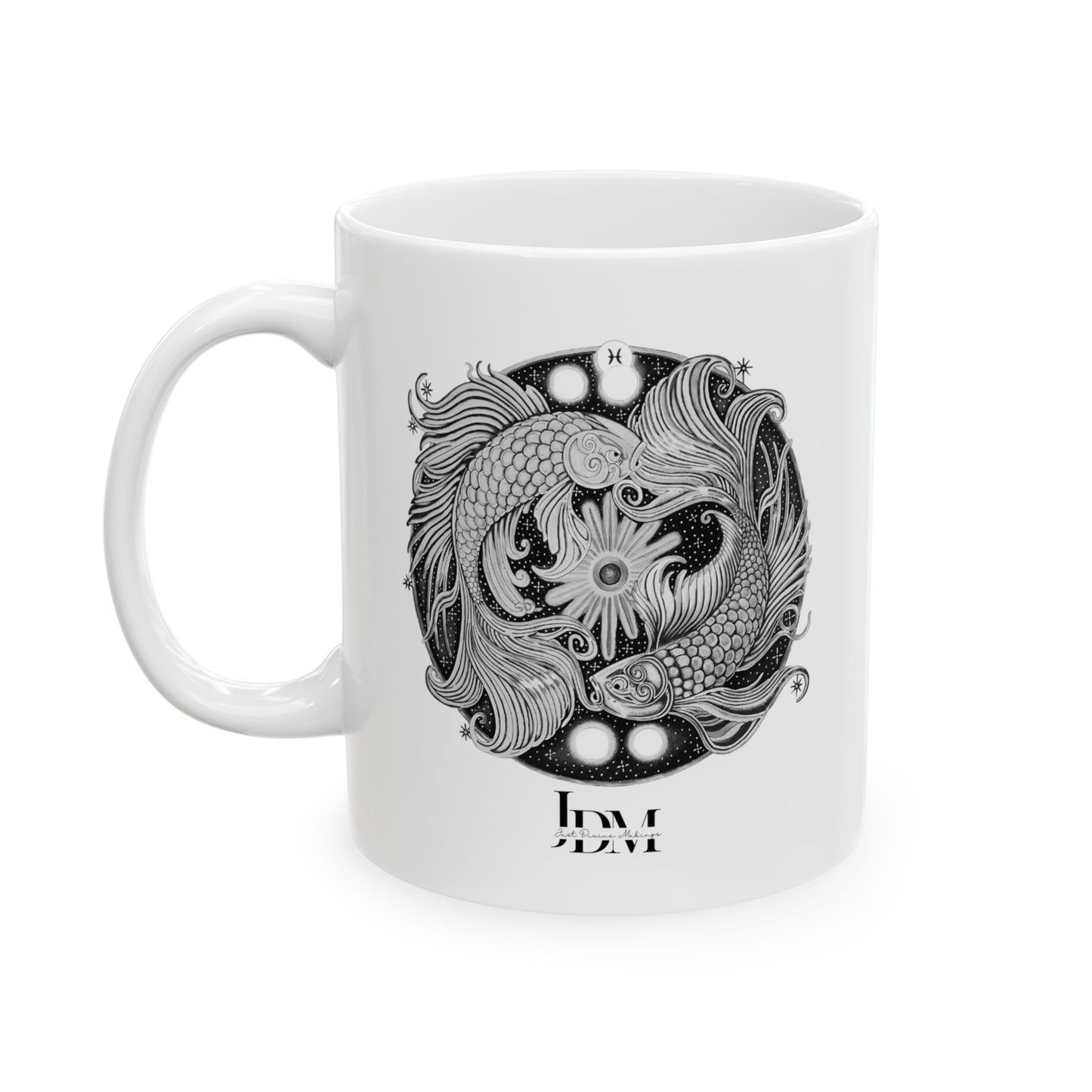 Pisces Zodiac Mug - Hand-Drawn Celestial Design (Non-AI) Universal