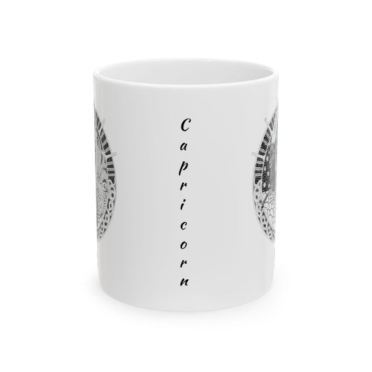 Capricorn Zodiac Mug – Hand-Drawn Celestial Design (Non-AI) Universal