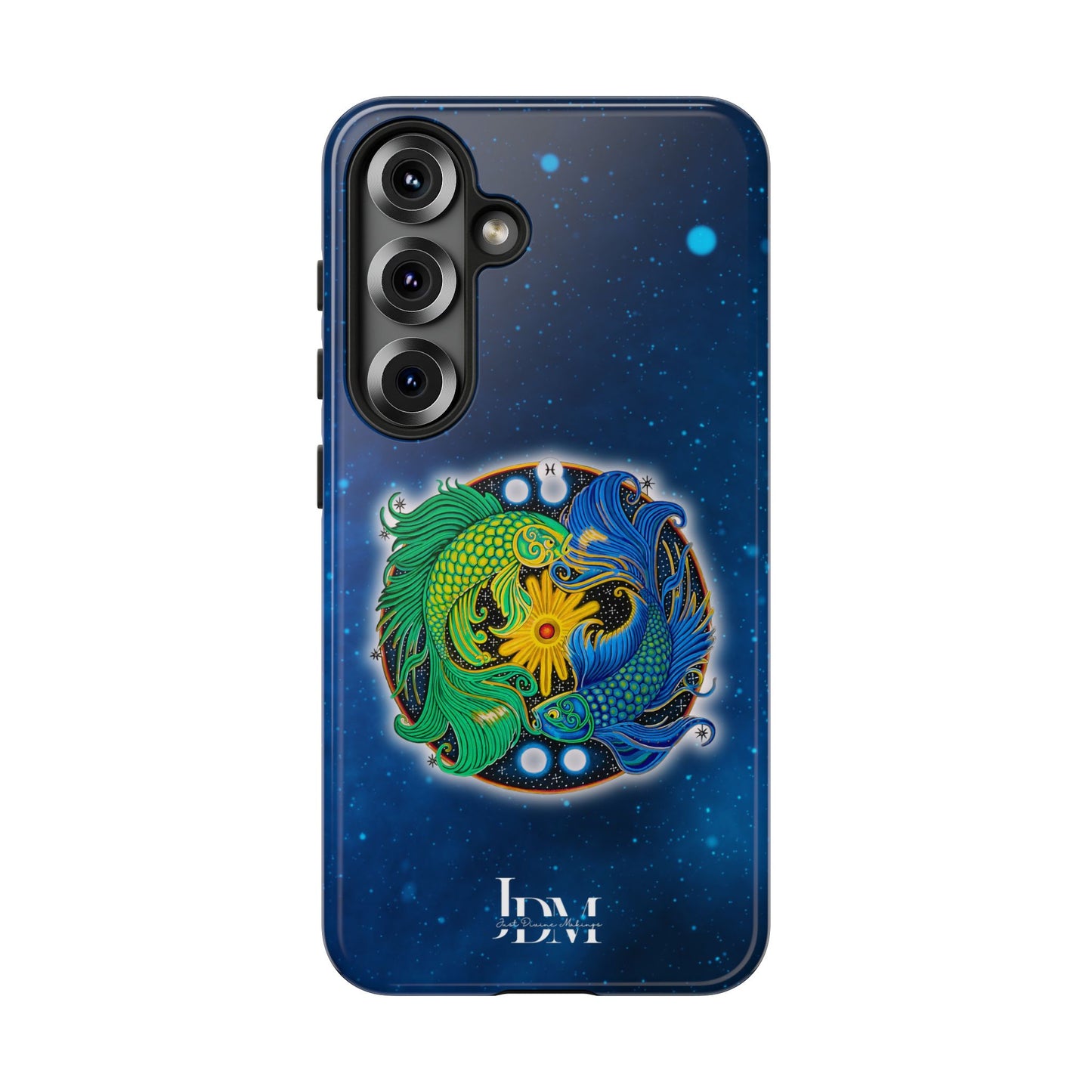Pisces Zodiac Tough Phone Case – Hand-Drawn Celestial Design (Non-AI)