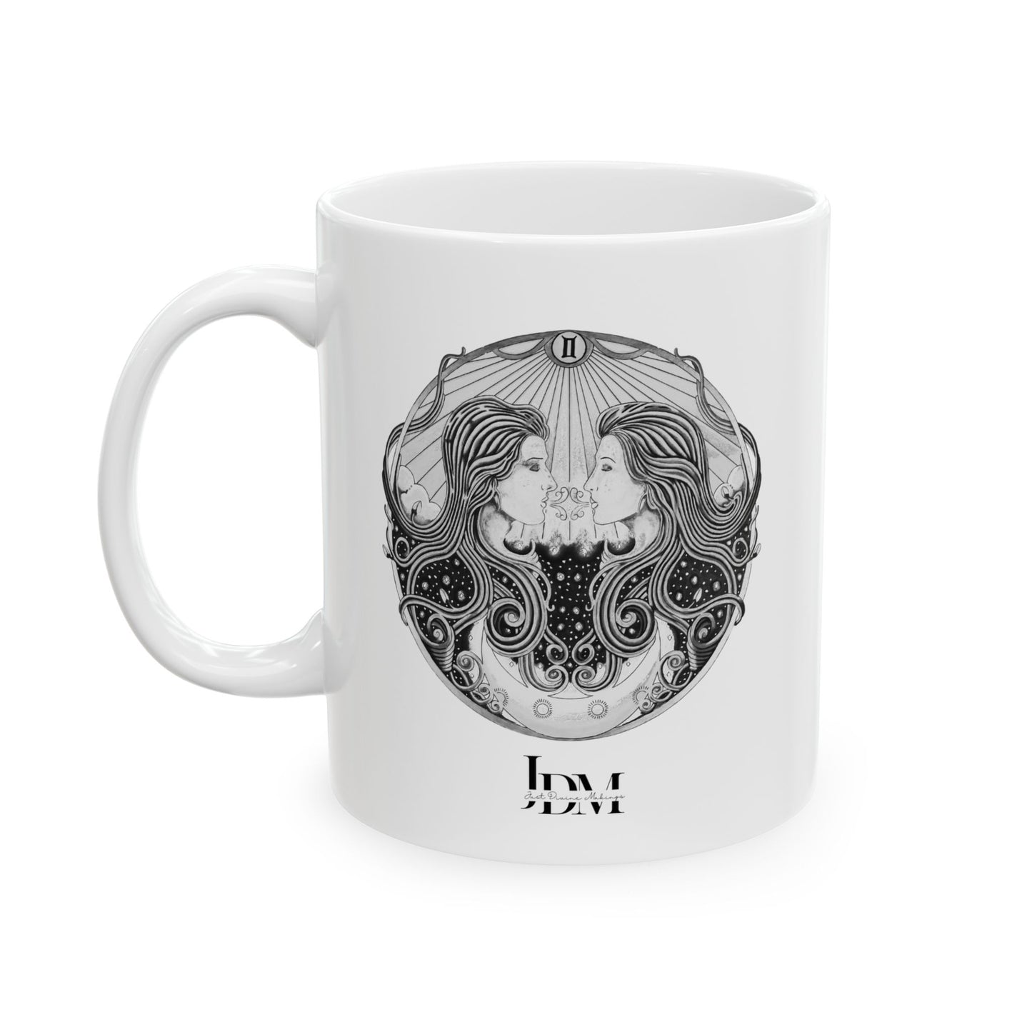 Gemini Zodiac Mug - Hand-Drawn Celestial Design (Non-AI) Universal