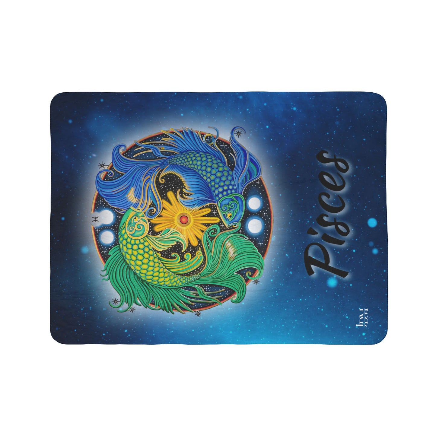 Pisces Zodiac Sherpa Blanket - Hand-Drawn Celestial Design (Non-AI)