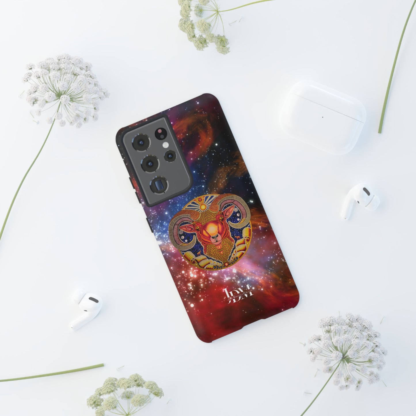Aries Zodiac Tough Phone Case – Hand-Drawn Celestial Design (Non-AI)