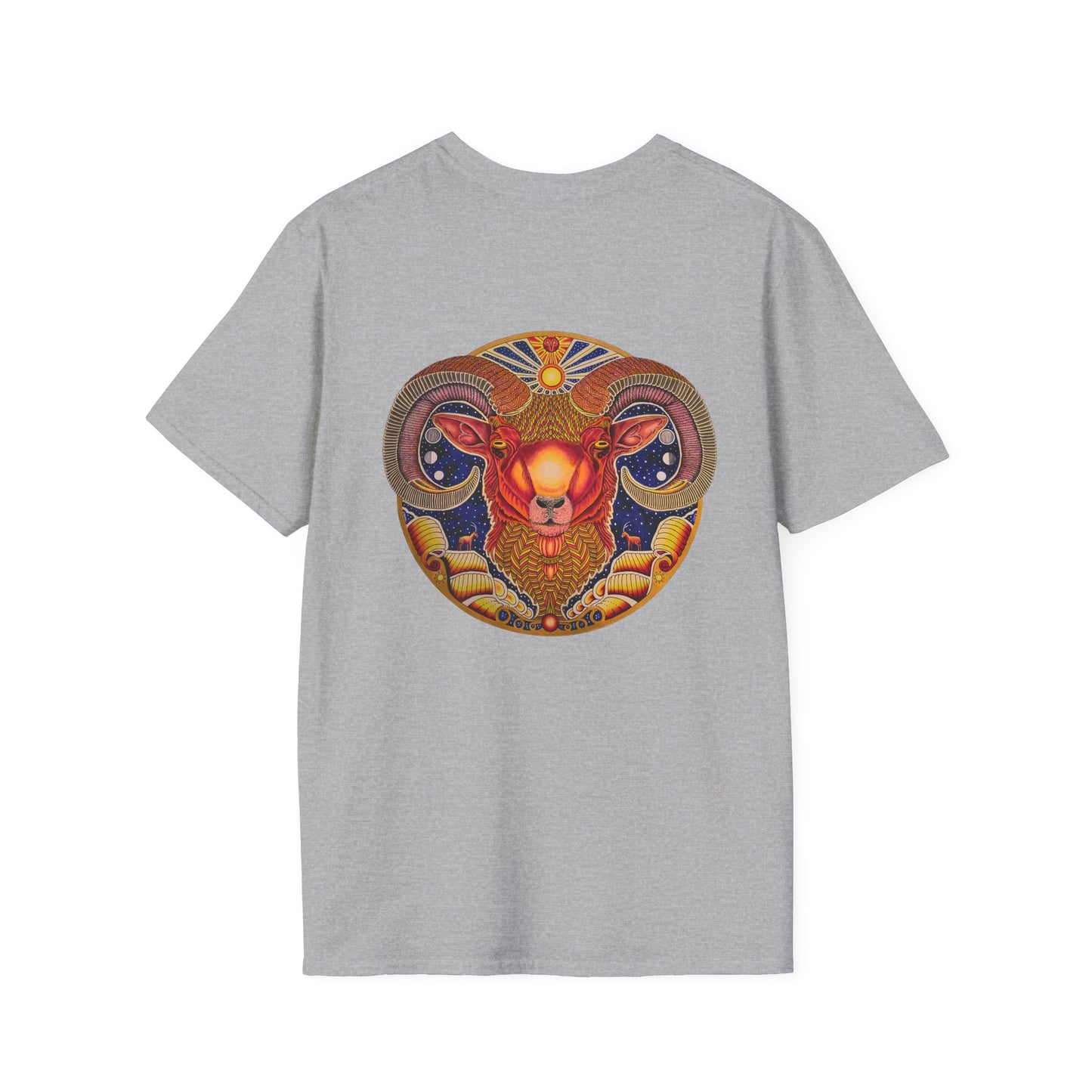 Aries Zodiac Softstyle T-Shirt - Hand-Drawn Celestial Design (Non-AI)
