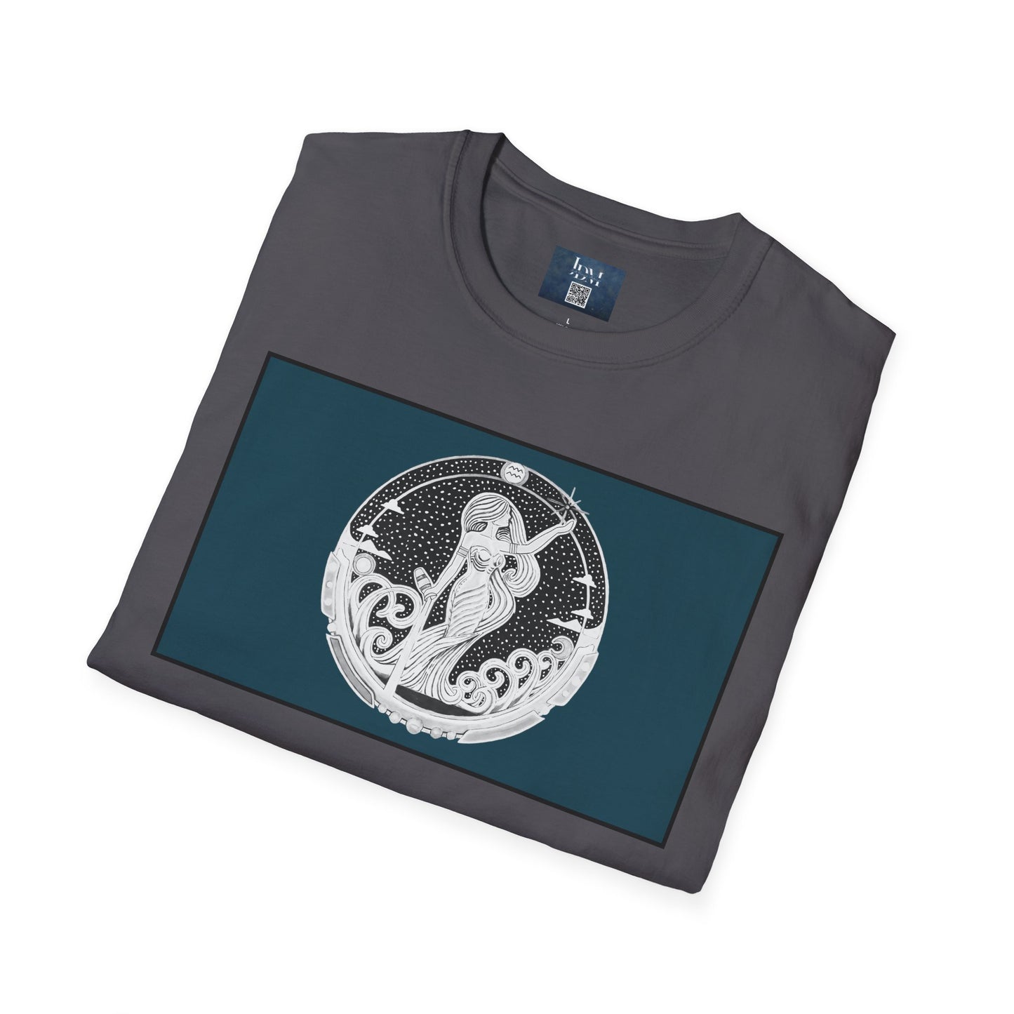 Aquarius Zodiac Crew Neck T-Shirt – Hand-Drawn Celestial Design (Non-AI) Universal