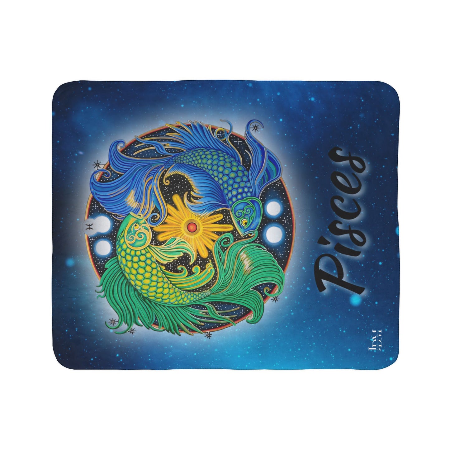 Pisces Zodiac Sherpa Blanket - Hand-Drawn Celestial Design (Non-AI)