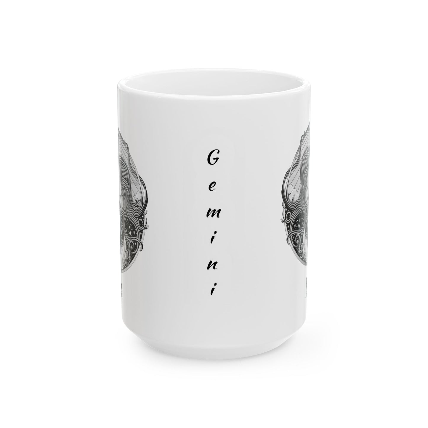 Gemini Zodiac Mug - Hand-Drawn Celestial Design (Non-AI) Universal