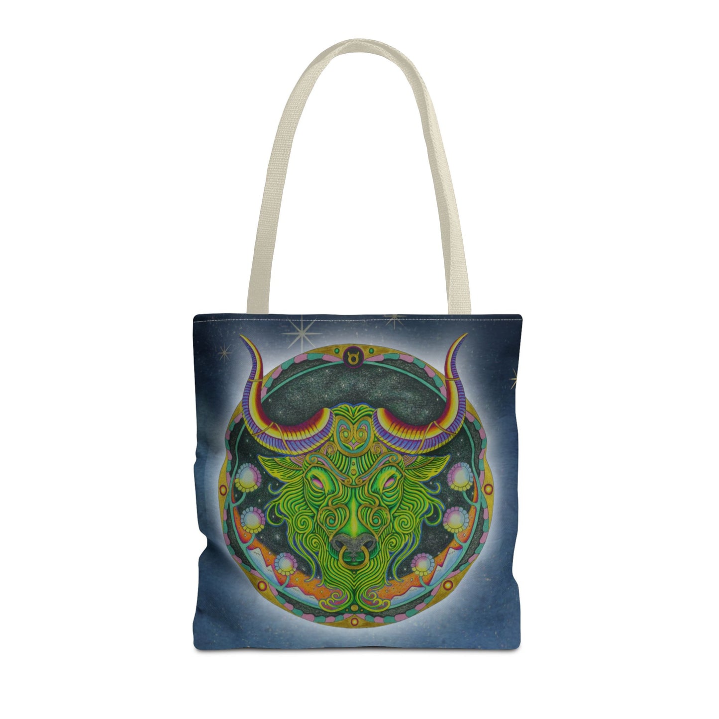 Taurus Zodiac Tote Bag - Hand-Drawn Celestial Design (Non-AI)