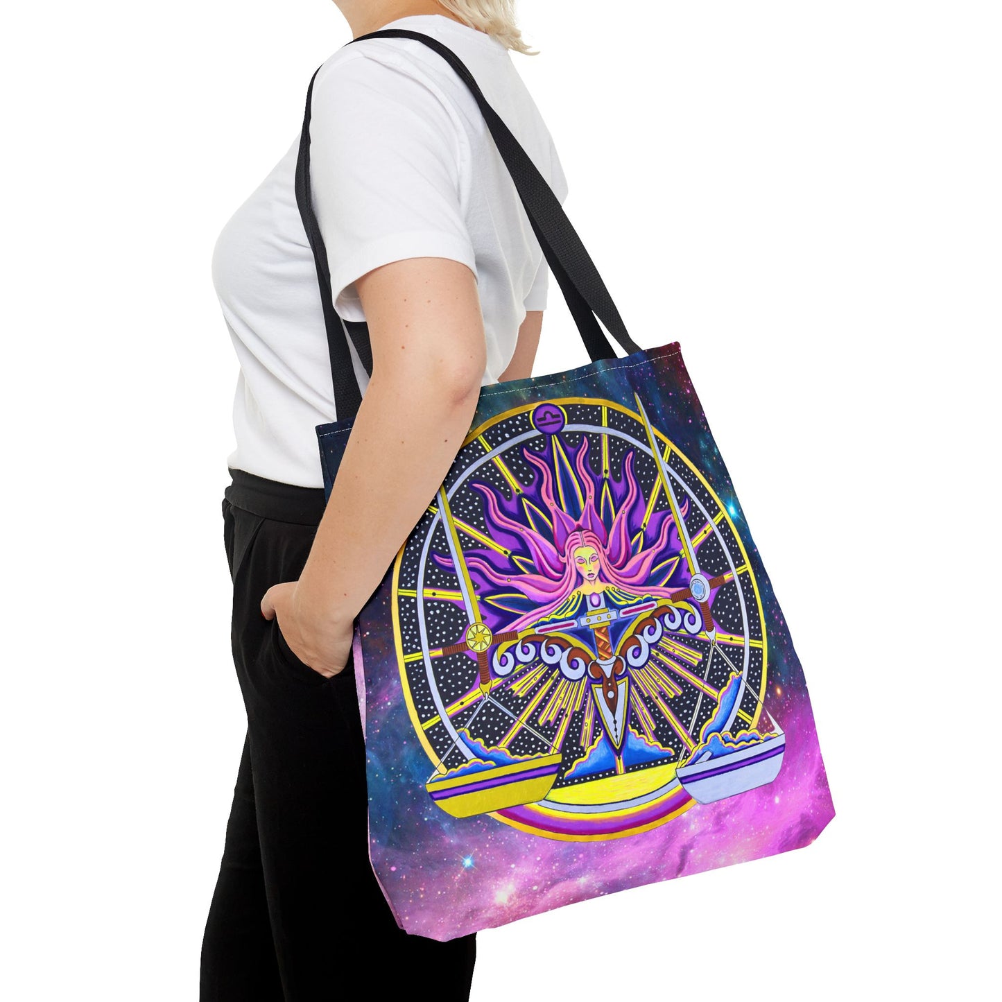 Libra Zodiac Tote Bag - Hand-Drawn Celestial Design (Non-AI)