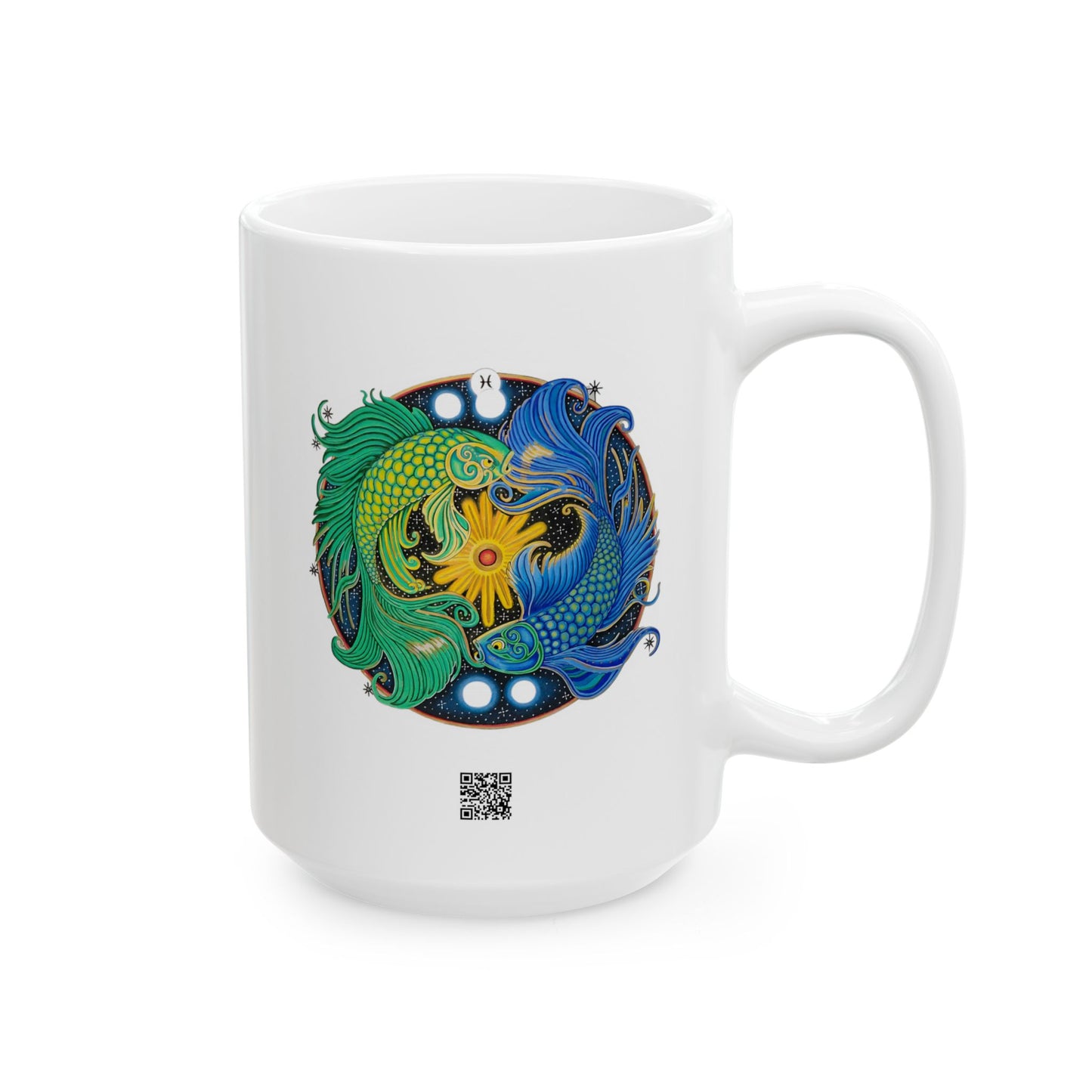 Pisces Zodiac Mug - Hand-Drawn Celestial Design (Non-AI)