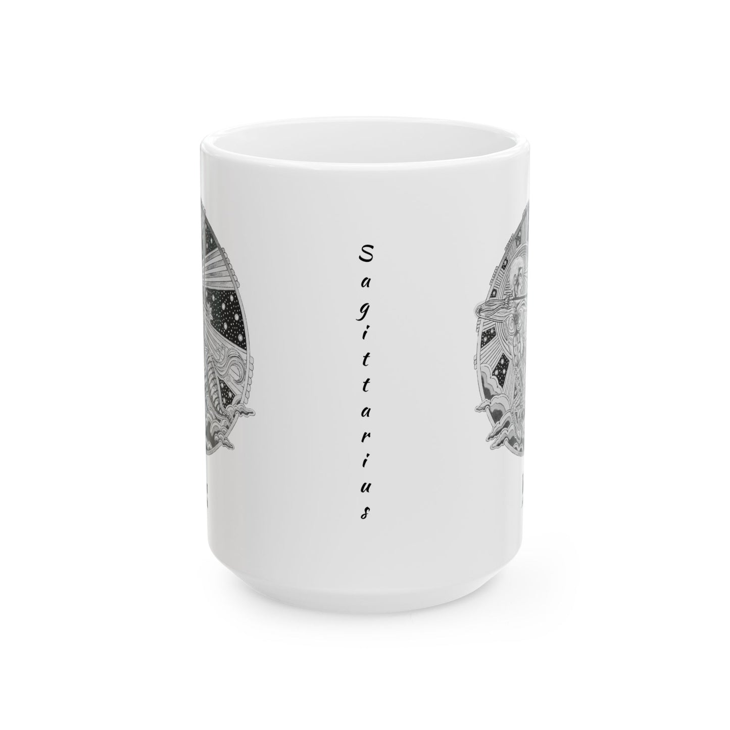 Sagittarius Zodiac Mug – Hand-Drawn Celestial Design (Non-AI) Universal