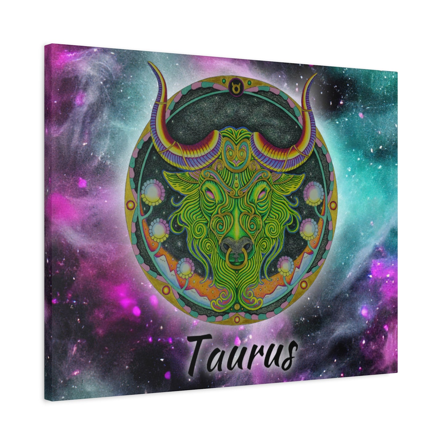 Taurus Zodiac Canvas Wall Art - Hand-Drawn Celestial Design (Non-AI)