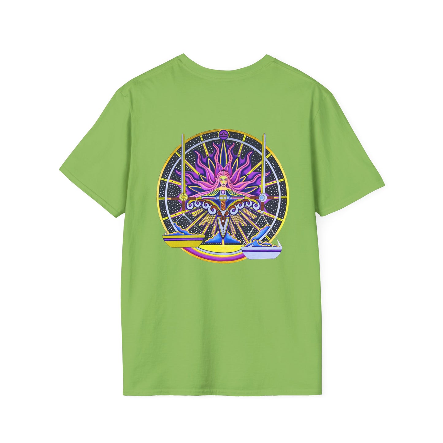 Libra Zodiac Crew Neck T-Shirt – Hand-Drawn Celestial Design (Non-AI)