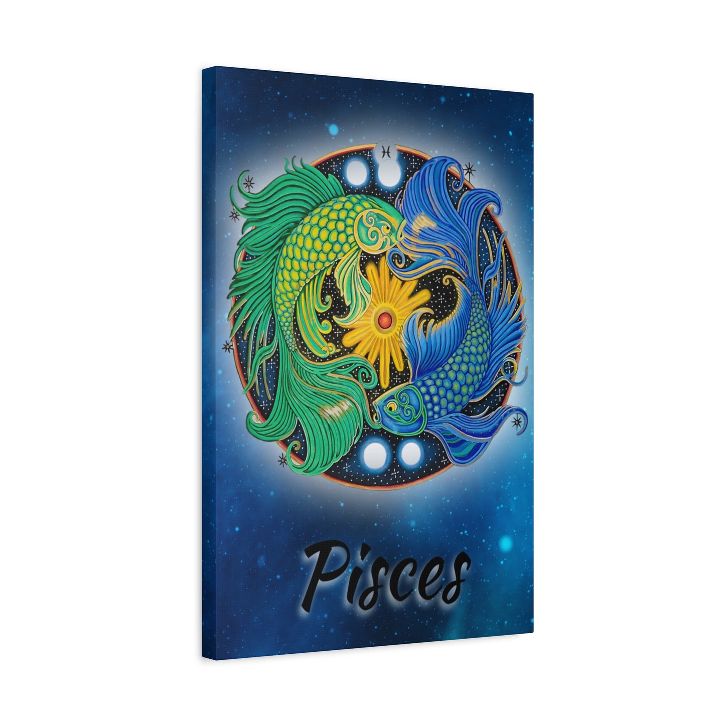 Pisces Zodiac Wall Art - Hand-Drawn Celestial Design (Non-AI)