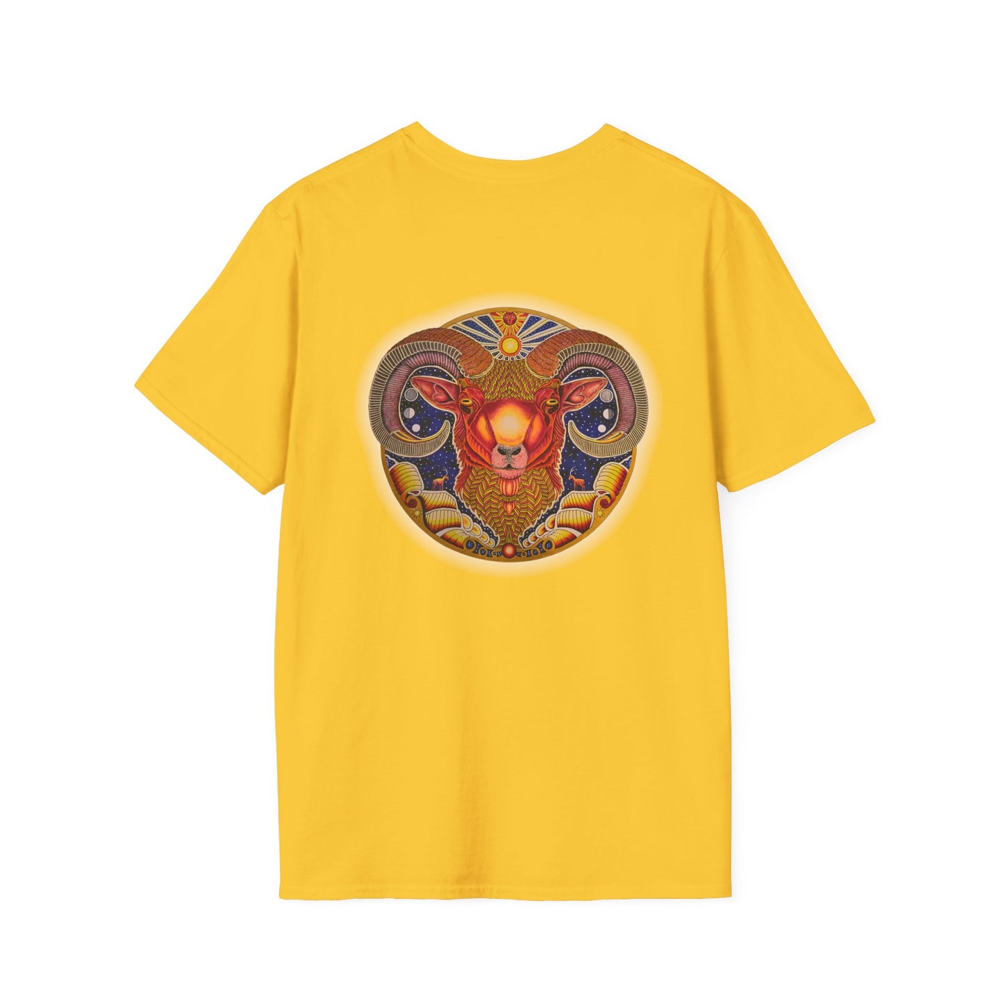 Aries Zodiac Softstyle T-Shirt - Hand-Drawn Celestial Design (Non-AI)