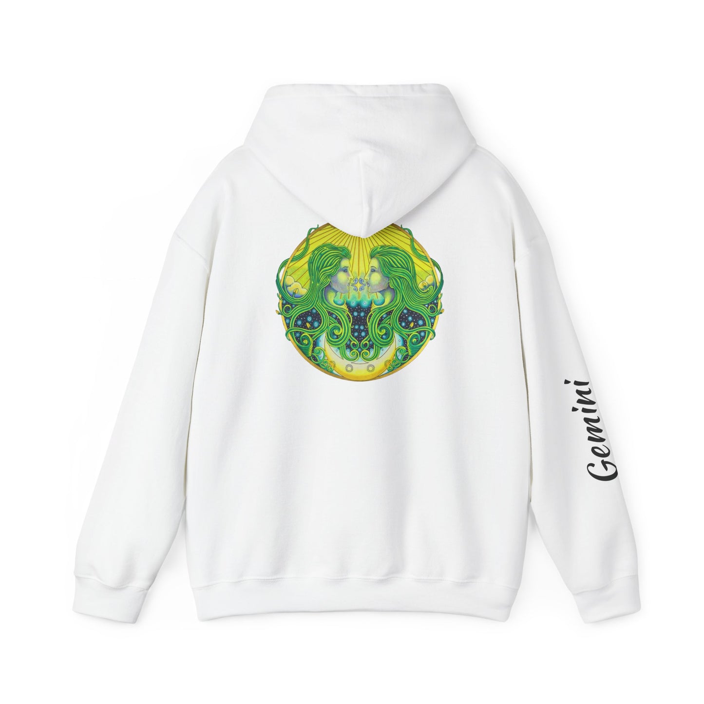 Gemini Zodiac Hoodie - Hand-Drawn Celestial Design (Non-AI)