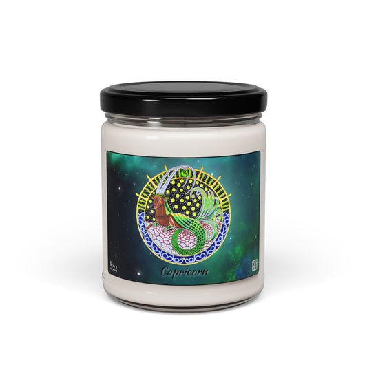Capricorn Zodiac Soy Candle – Hand-Drawn Celestial Design (Non-AI)