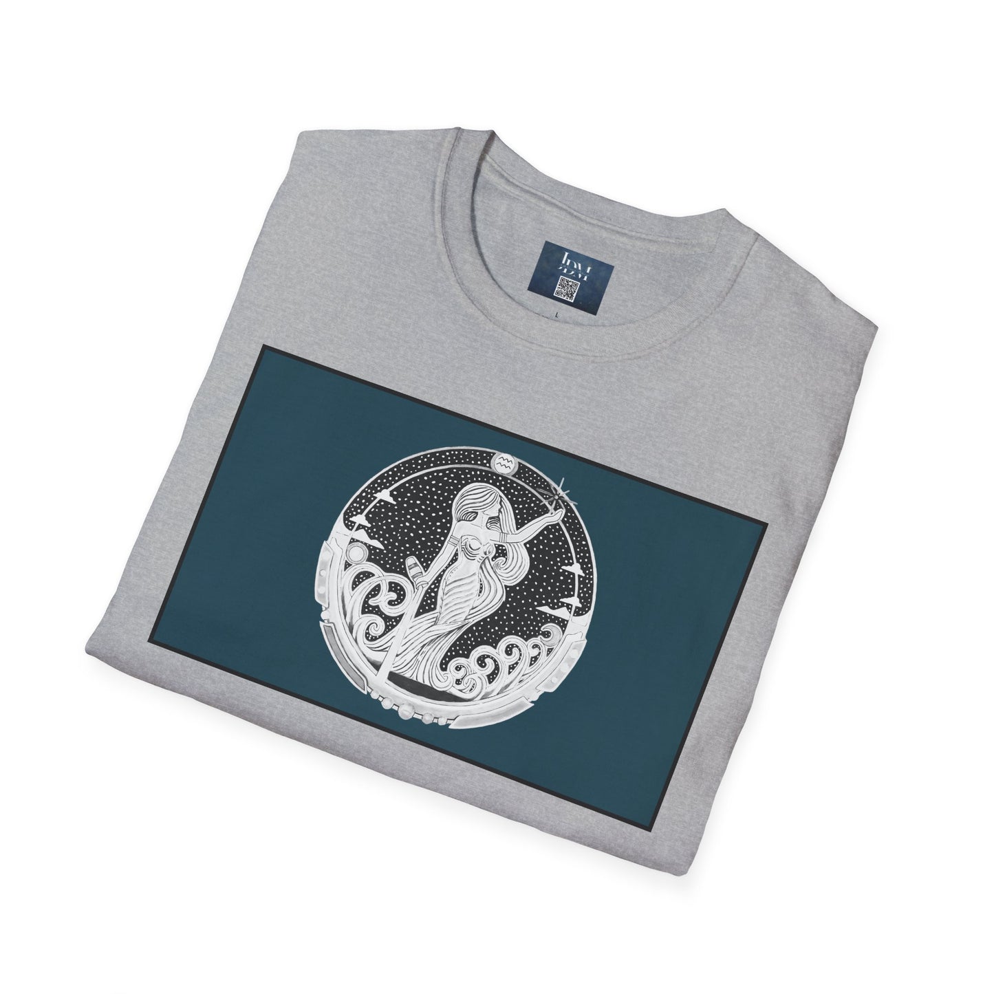 Aquarius Zodiac Crew Neck T-Shirt – Hand-Drawn Celestial Design (Non-AI) Universal