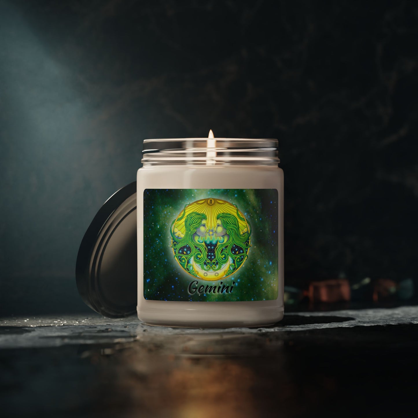 Gemini Zodiac Soy Candle - Hand-Drawn Celestial Design (Non-AI)