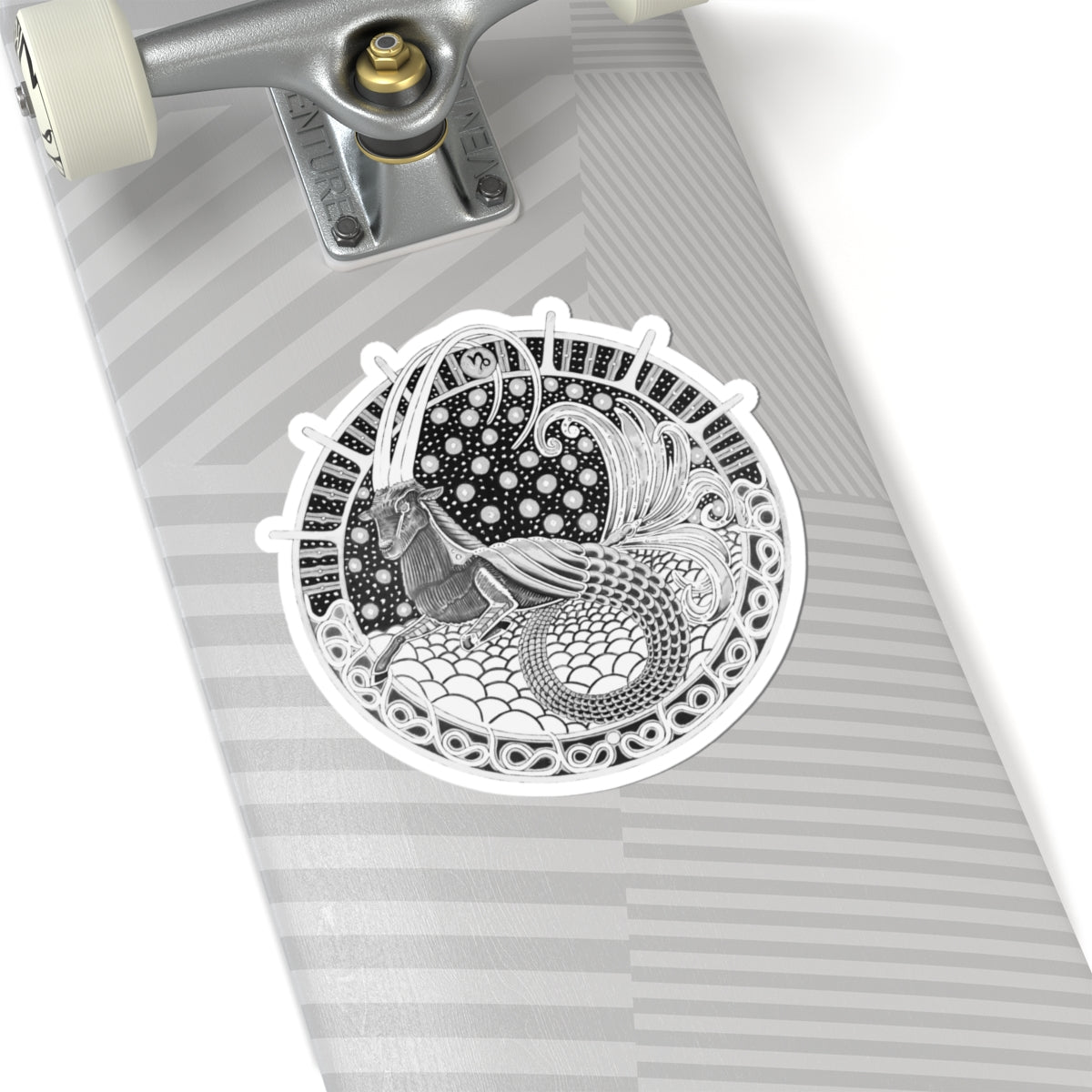 Capricorn Zodiac Kiss-Cut Sticker - Hand-Drawn Celestial Design (Non-AI) Universal