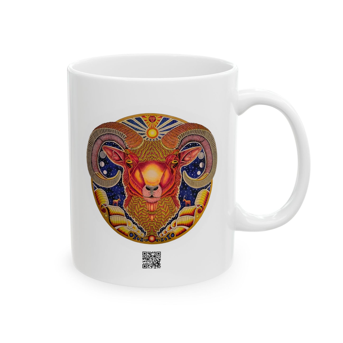 Aries Zodiac 11oz Mug - Hand-Drawn Celestial Design (Non-AI)