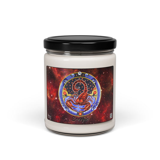 Scorpio Zodiac Soy Candle – Hand-Drawn Celestial Design (Non-AI)