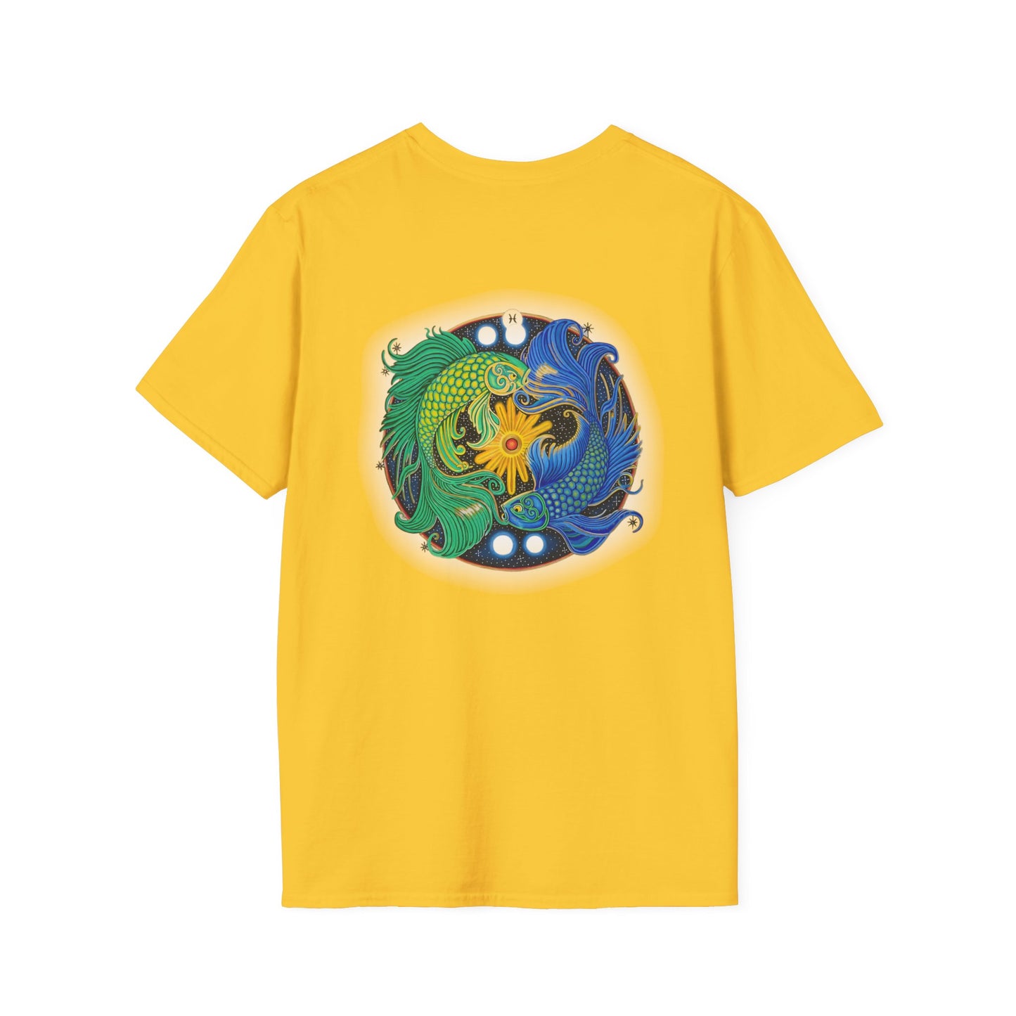 Pisces Zodiac SoftStyle T-Shirt - Hand-Drawn Celestial Design (Non-AI)