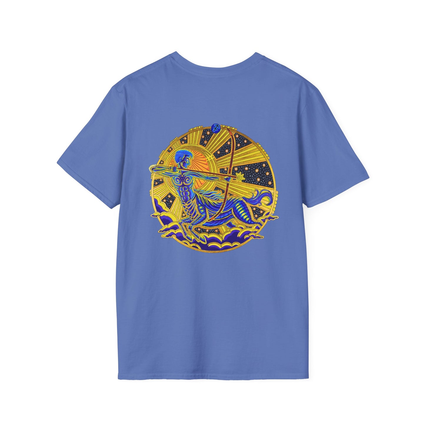 Sagittarius Zodiac Crew Neck T-Shirt – Hand-Drawn Celestial Design (Non-AI)